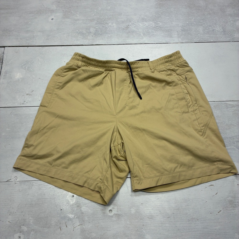 Birddogs Classic Gym Shorts Mens Large Tan Khaki Lined Stretch Athletic Running